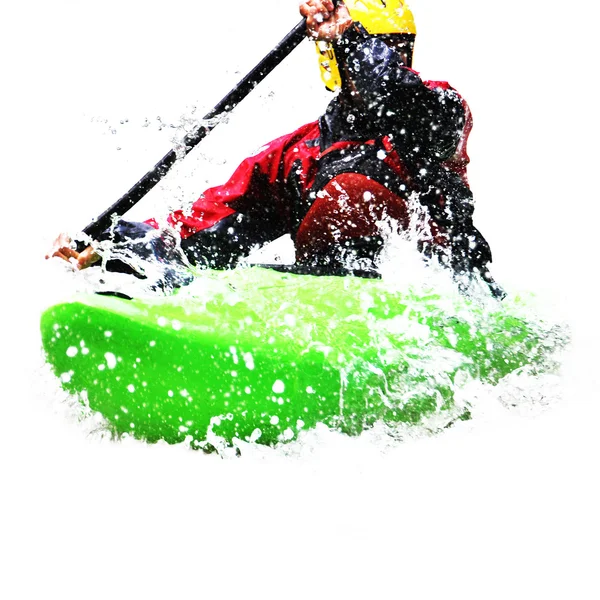 Wildwasser-Kajakfahren als Extrem- und Funsport — Stockfoto