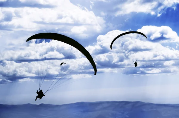 Paragliding เป็นกีฬาที่รุนแรงและสนุกสนาน — ภาพถ่ายสต็อก