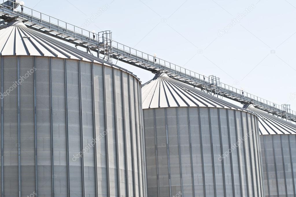 Wheat silos in a row