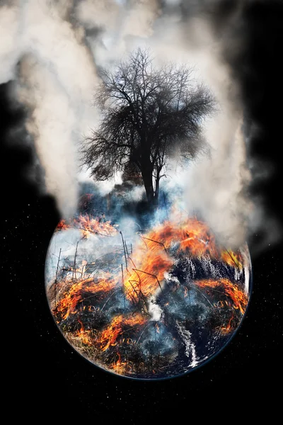 Burning globe earth — Stock Photo, Image