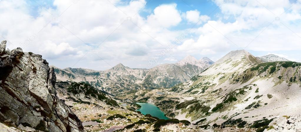 Mountain lake landscape panorama. Captured in Pirin mountain Bulgaria