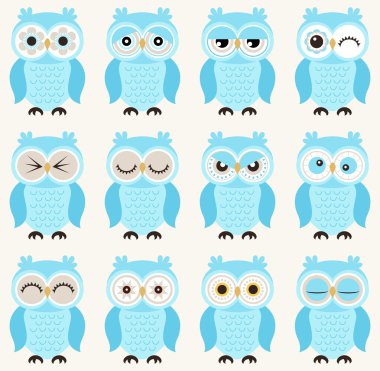 Sorunsuz baykuşlar kuşlar desen