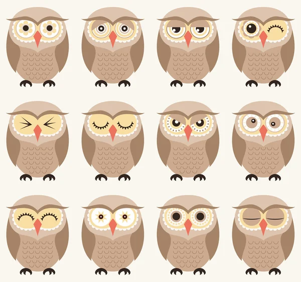 Naadloze uilen vogels patroon — Stockvector