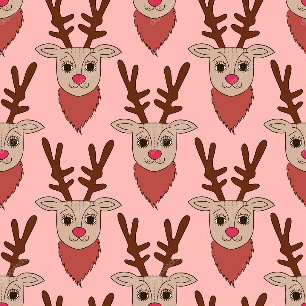 Pink deer pattern — Stock Vector © kidstudio852 #59058591