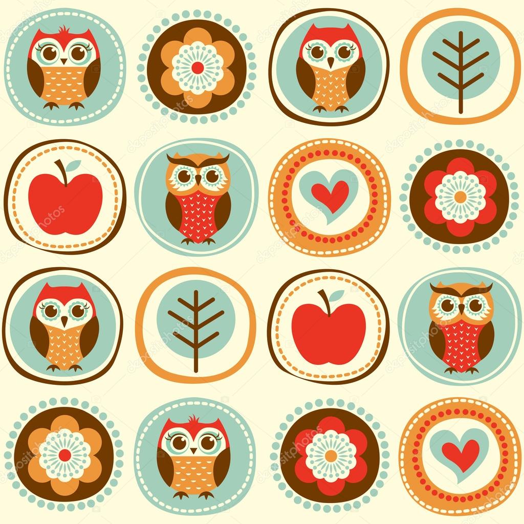 Owls cartoon wallpaper Stock Vector Image by ©kidstudio852 #59161505