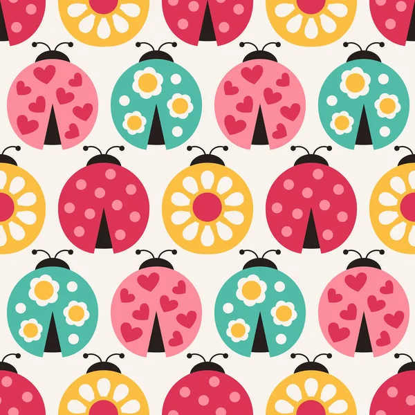 Seamless ladybird cartoon pattern — Stock Vector