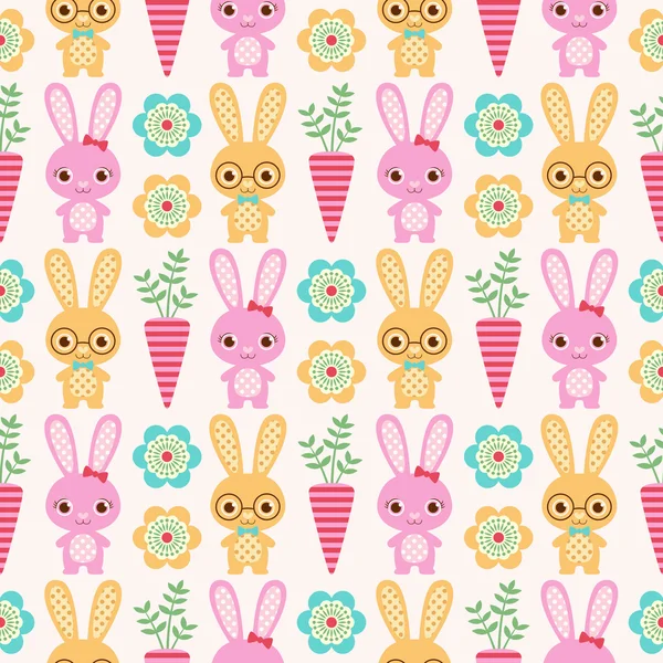 Seamless rabbit cartoon background — Stock Vector