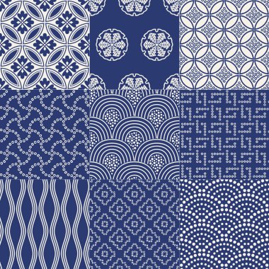 Blue Japanese traditional mesh clipart
