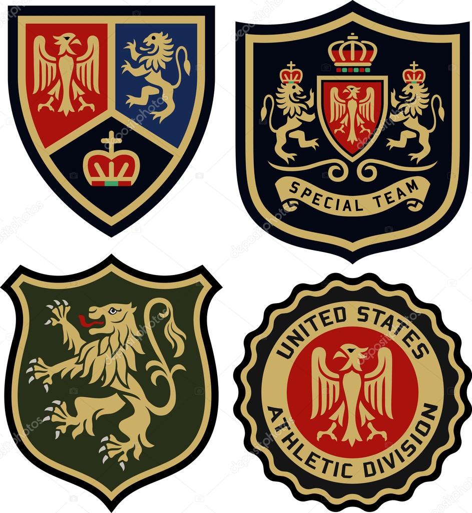 Set of classic heraldic royal emblem