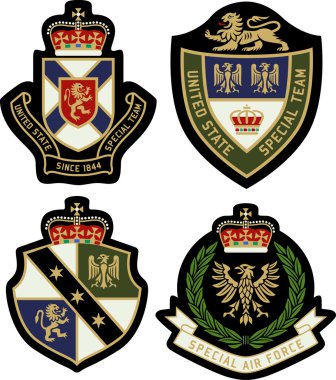 Set of classic heraldic royal emblem clipart