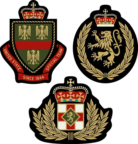 Ensemble d'emblème royal héraldique classique — Image vectorielle