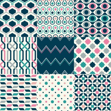 Dikişsiz retro geometrik desen kümesi