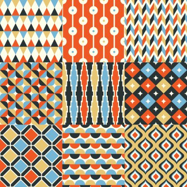 Dikişsiz retro geometrik desen kümesi