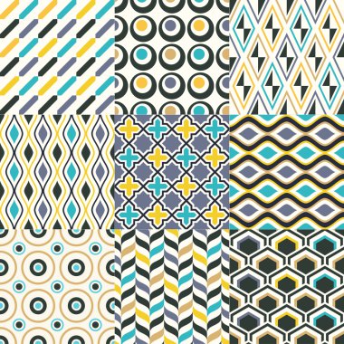 Dikişsiz retro geometrik desen kümesi