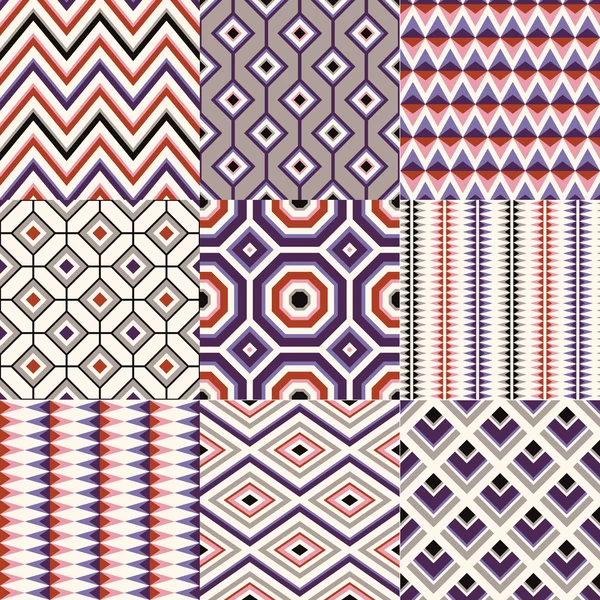 Set of seamless retro geometric pattern — Stock Vector