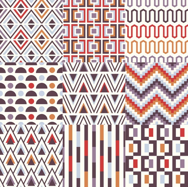Set van naadloze retro geometrische patroon — Stockvector