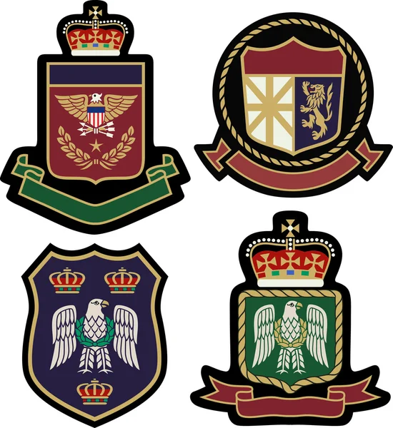 Set lambang kerajaan heraldik klasik - Stok Vektor