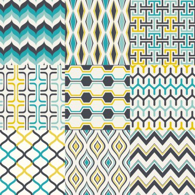 Dikişsiz retro geometrik desen kümesi