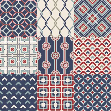 Dikişsiz retro geometrik desen kümesi