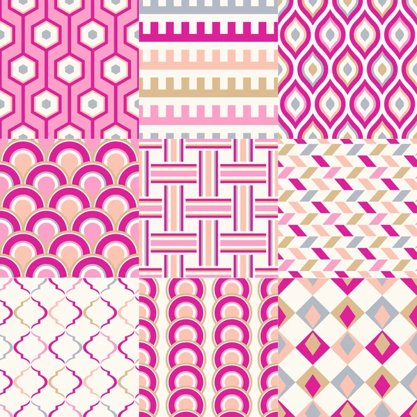 Set of seamless retro geometric pattern — Stock Vector