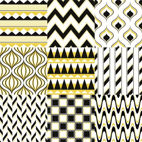Set van naadloze retro geometrische patroon — Stockvector