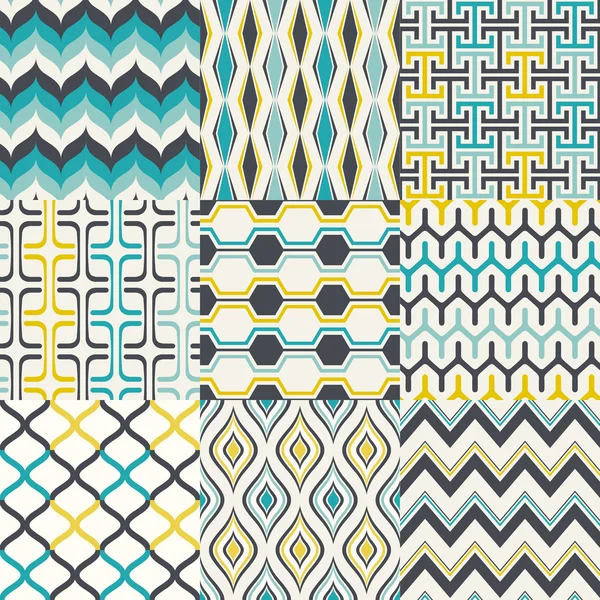 Set of seamless retro geometric pattern — Stock Vector