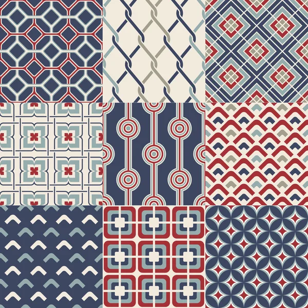 Set van naadloze retro geometrische patroon Rechtenvrije Stockillustraties