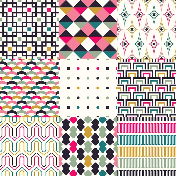 Retro geometric pattern set — Stock Vector