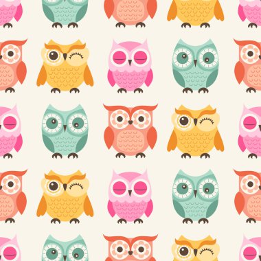 Sorunsuz baykuşlar kuşlar desen