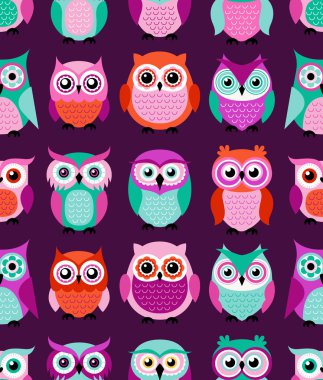 Sorunsuz baykuşlar kuşlar desen