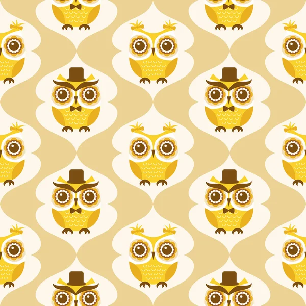 Seamless cartoon owls pattern — Stock Vector