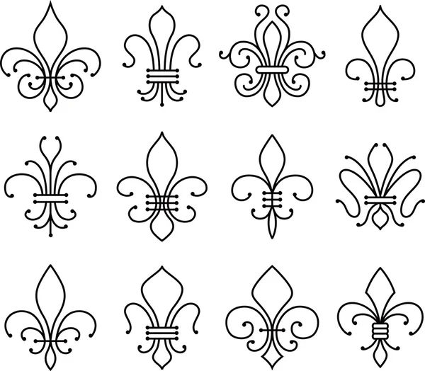 Fleur de lys sada symbolů — Stockový vektor