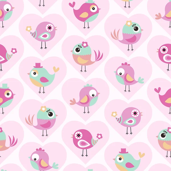 Patrón de aves de dibujos animados — Vector de stock