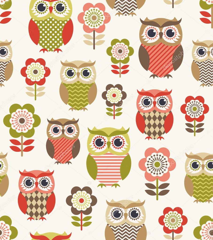 owls cartoon pattern