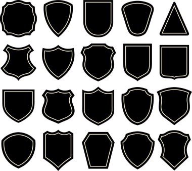 set of blach badges, shields clipart
