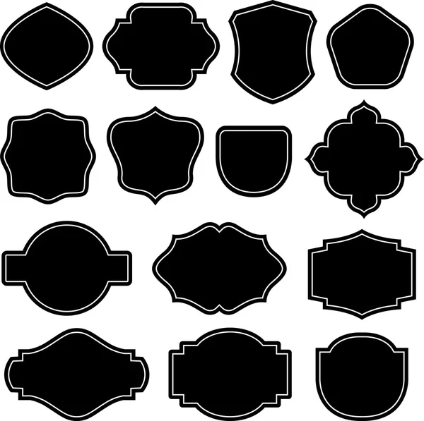 Uppsättning av svart emblem, sköldar — Stock vektor