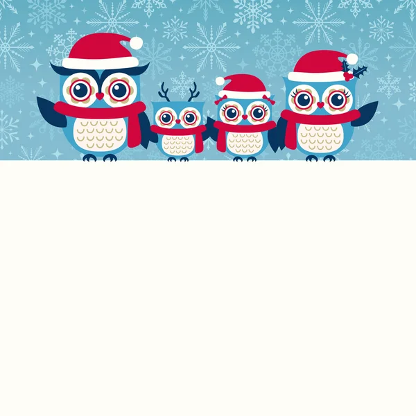 Fondo de Navidad con búhos — Vector de stock