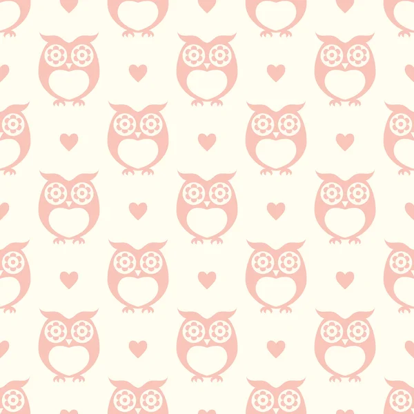 Seamless cartoon owls pattern — Stock Vector