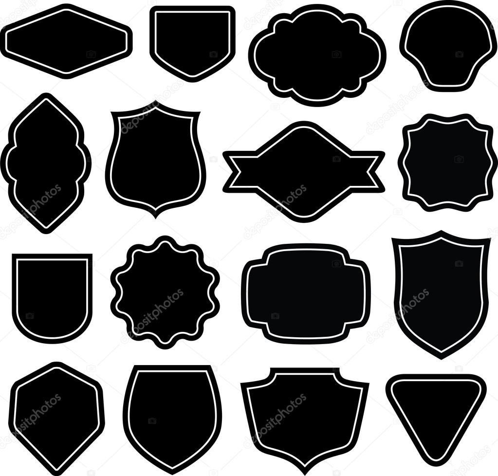 set of blach badges, shields