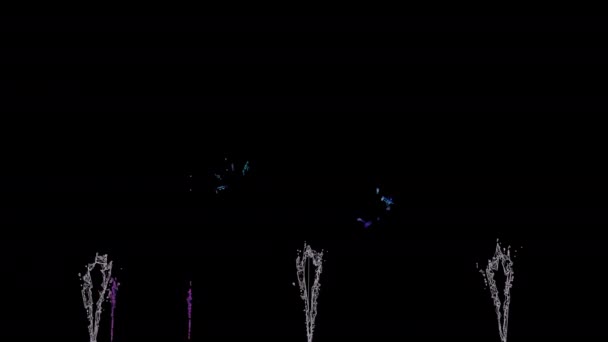 Πυροτεχνήματα Δείχνουν Μαύρο Φόντο Αφηρημένο Σχέδιο Στυλ Κινουμένων Σχεδίων Μπλε — Αρχείο Βίντεο