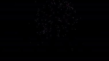 4k fireworks show on black background. abstract design. blue, red, golden shining glitter colors in night sky. fireworks show to celebrate Christmas, New Years eve.