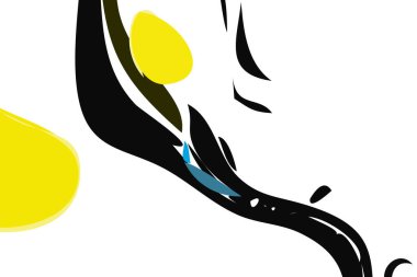 Sarı ve siyah dinamik arka plan. Soyut vektör. Dijital eğri tasarımı. 2B görüntüleme dijital illüstrasyon.