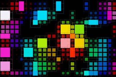 Renkli illüstrasyon. Modern tarz arka plan. Mozaik tasarım, kare şekiller. lgtb renkleri