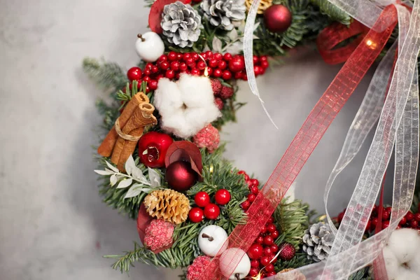 New Year Wreath Decorations Background — Stock Photo, Image