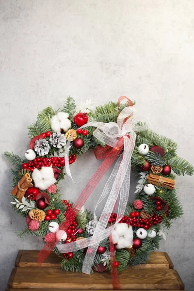 New Year Wreath Decorations Background — Stock Photo, Image