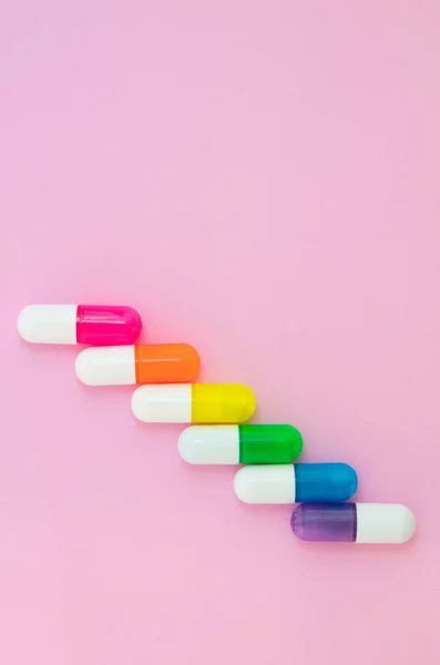 Abstract Rainbow Staircase Pink Backdrop Diversity Concept Lgbt Icon Togetherness — Stock Photo, Image