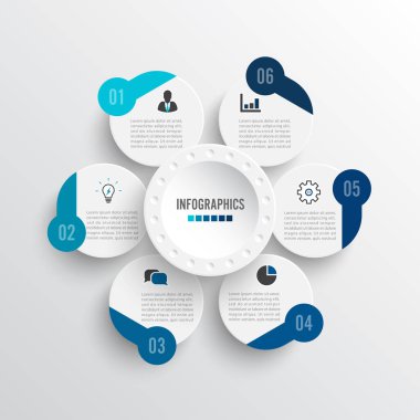 Vektör illüstrasyon bilgisi 6 seçenek. Broşür, iş, web tasarımı şablonu.