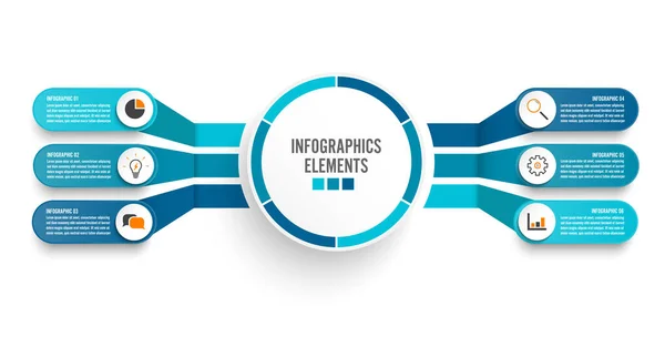 Vector Infographic Template Paper Label Integrated Circle 순서도 — 스톡 벡터