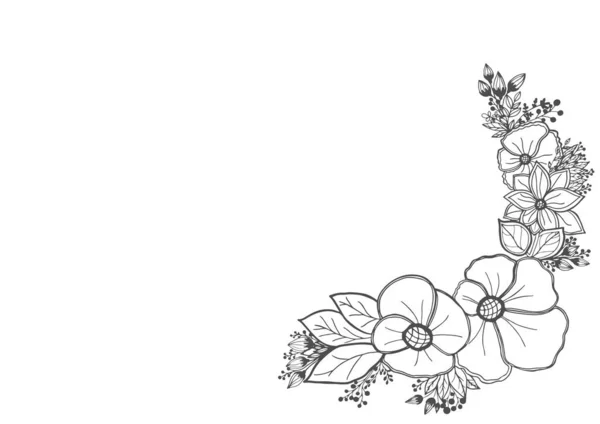 Vector Hand Getekend Patroon Met Gestileerde Orchidee Tak Voor Ontwerp — Stockvector