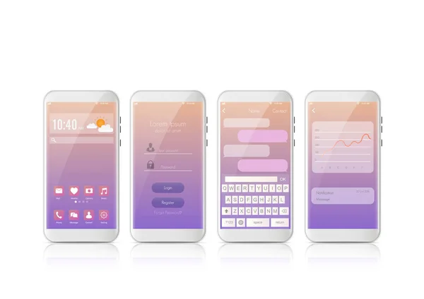 Новый Реалистичный Мобильный Смартфон Современном Стиле Векторный Смартфон Набором Экранов — стоковый вектор